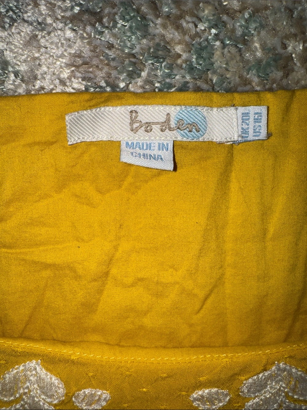 Boden Yellow Embroidered Hem Cotton Skirt